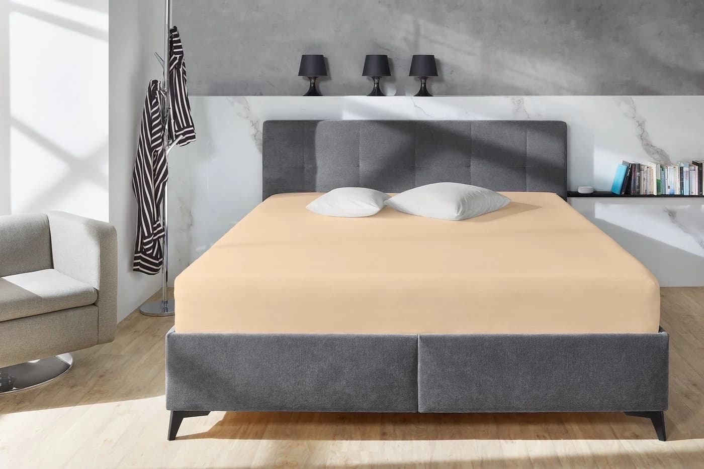Primera Spannbettlaken Beige Jersey-Elasthan 180x200 cm