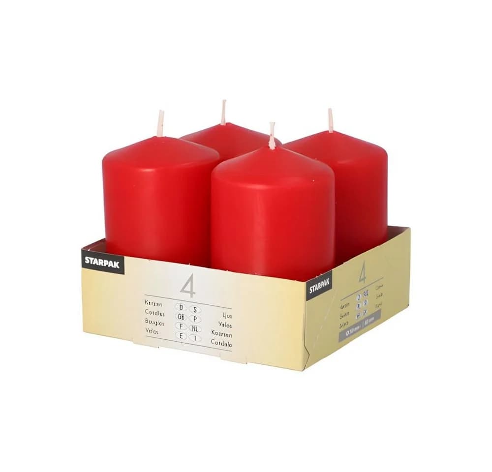 PAPSTAR Stumpenkerze Ø50mm / 80mm (4St) Rot Paraffin - Bild 2