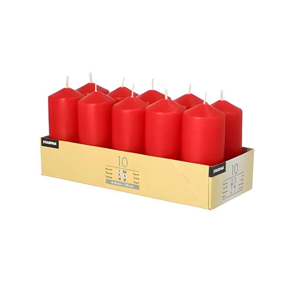 PAPSTAR Stumpenkerzen 10 Stk. Ø40mm / 90mm Rot Paraffin - Bild 2