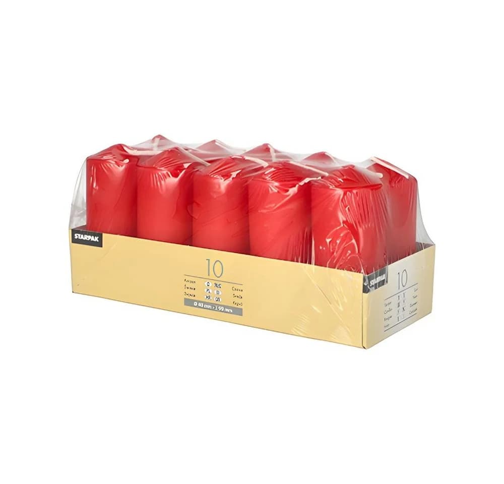 PAPSTAR Stumpenkerzen 10 Stk. Ø40mm / 90mm Rot Paraffin - Bild 3