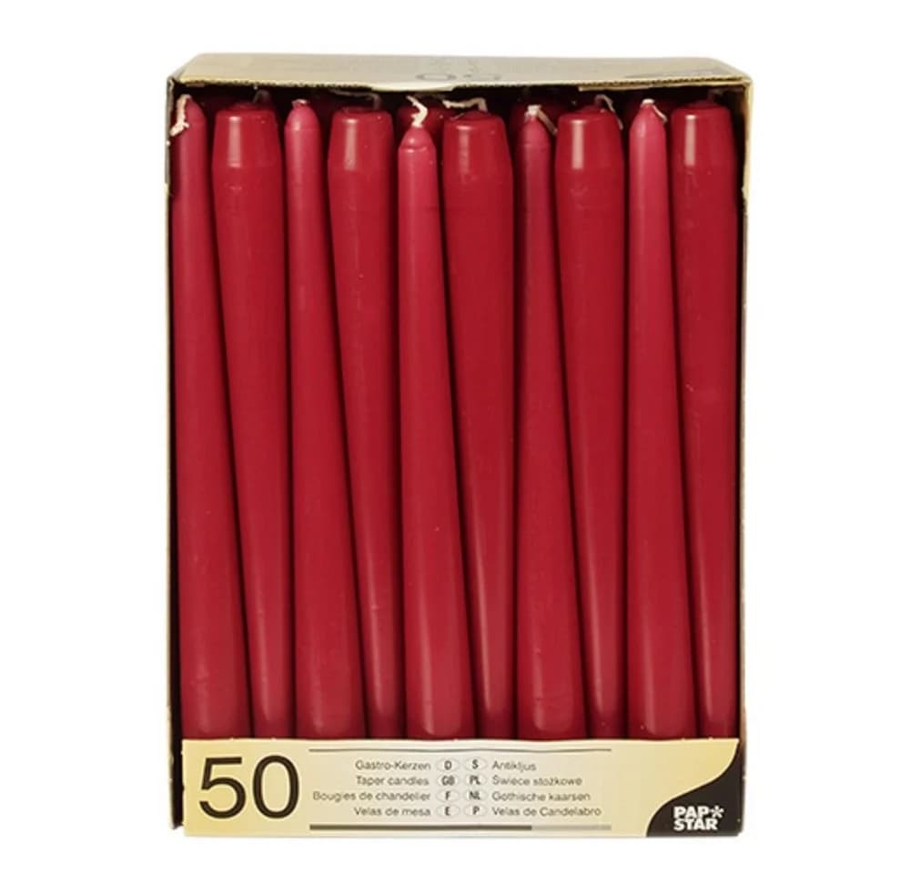 PAPSTAR Leuchterkerzen Bordeaux 50er Pack Ø 2,2 cm