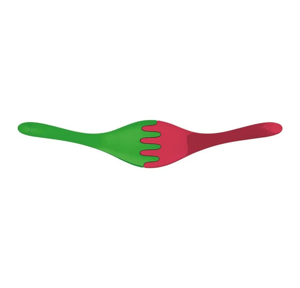 KOZIOL Salatschüssel Leaf L+ 3-tlg. Weiß/Rot/Grün Kunststoff mit Salatbesteck