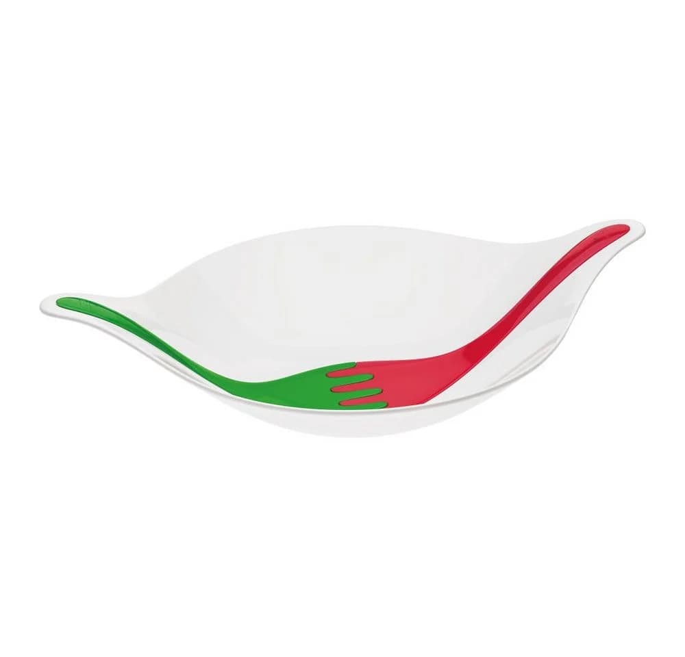 KOZIOL Salatschüssel Leaf L+ 3-tlg. Weiß/Rot/Grün Kunststoff mit Salatbesteck - Bild 5
