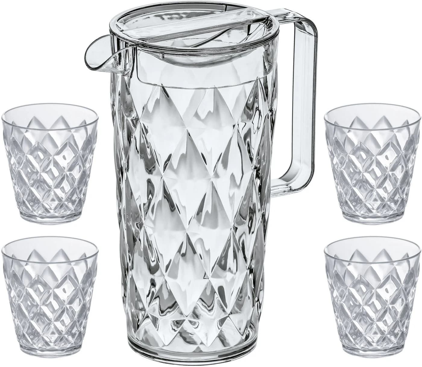 KOZIOL Kanne CRYSTAL 1,6l mit 4 Bechern Transparent Kunststoff - Bild 3