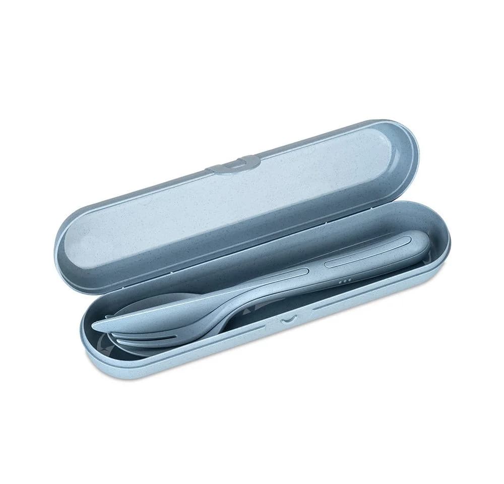KOZIOL KLIKK READY Besteck-Set mit Tragebox Blau