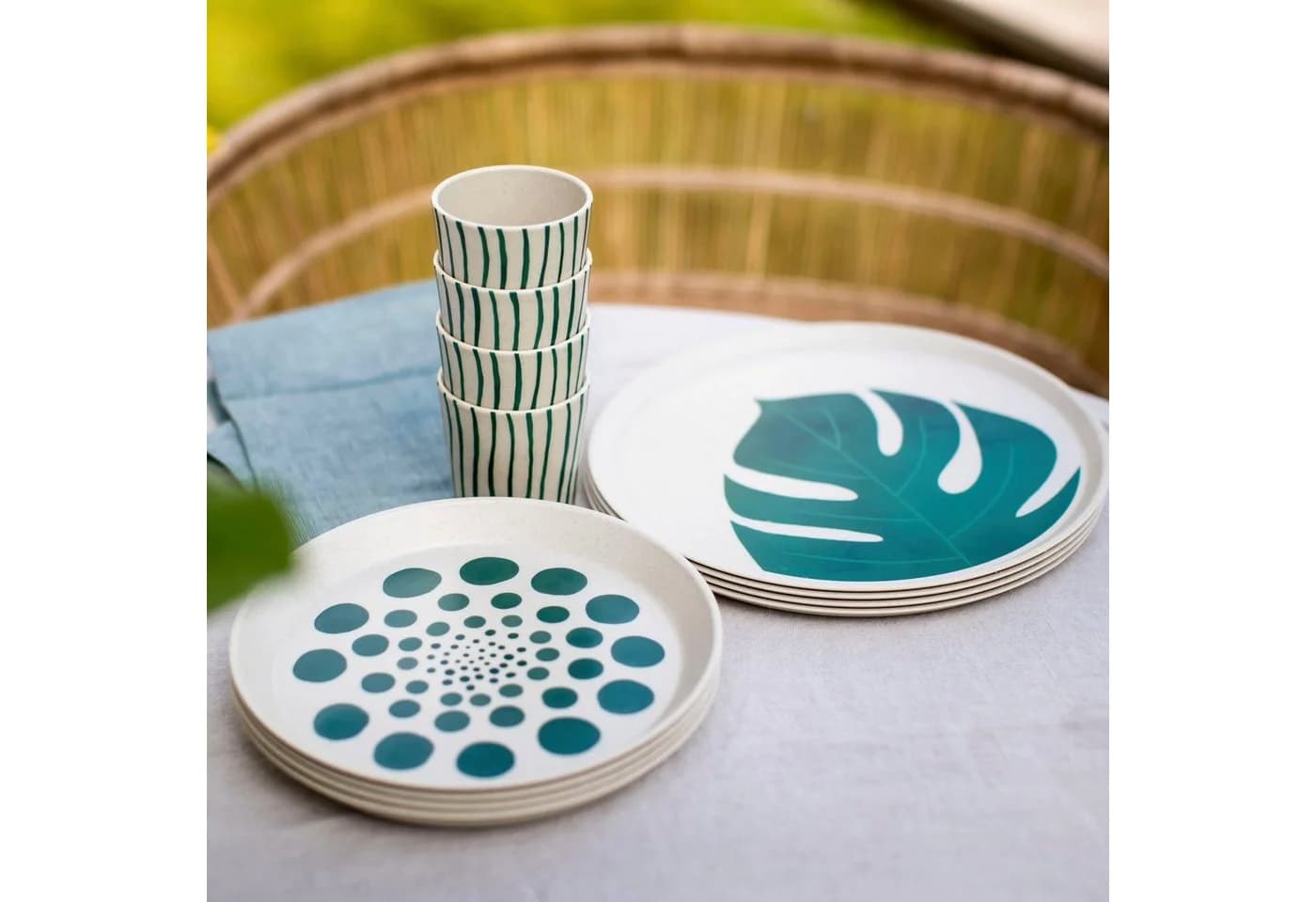 Geschirr-Set mit Monstera-Motiv - Bild 4