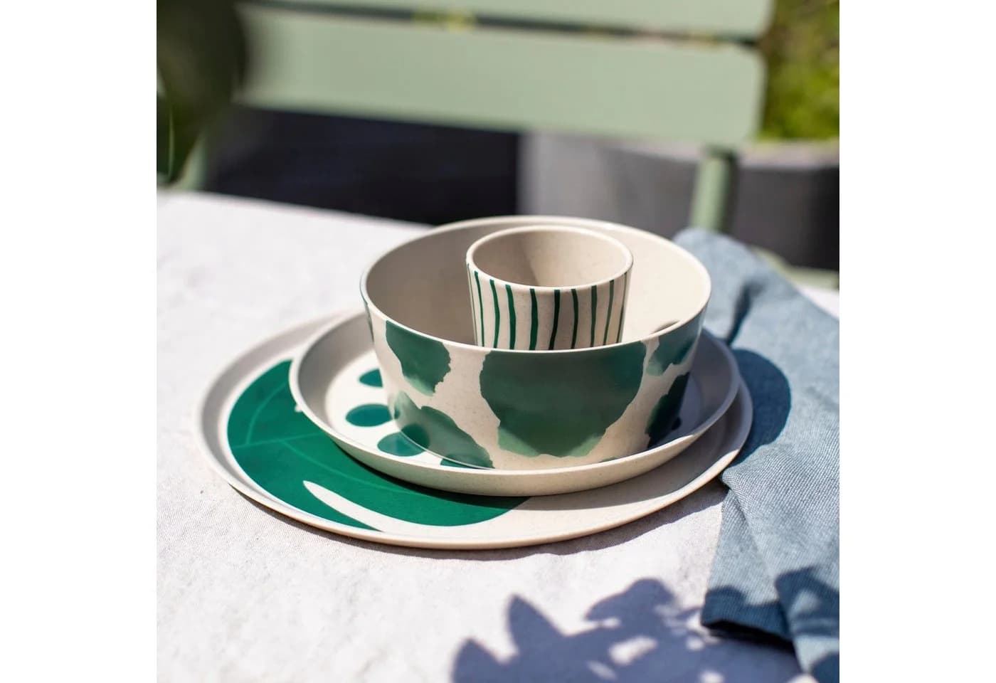 Geschirr-Set mit Monstera-Motiv - Bild 5