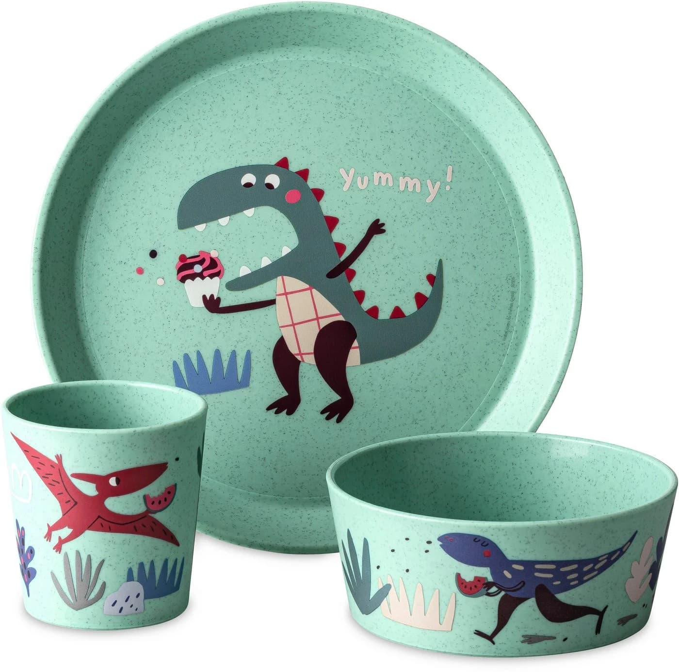 KOZIOL Kindergeschirr-Set CONNECT REX Grün Dinosaurier 3-tlg. - Bild 2