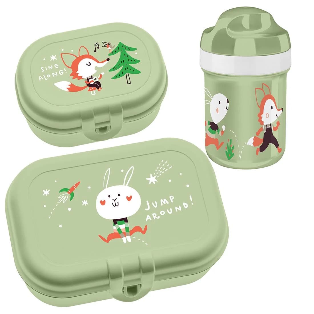 KOZIOL Lunchbox HOP ON TO GO 3-teilig Pistazie mit Clipverschluss