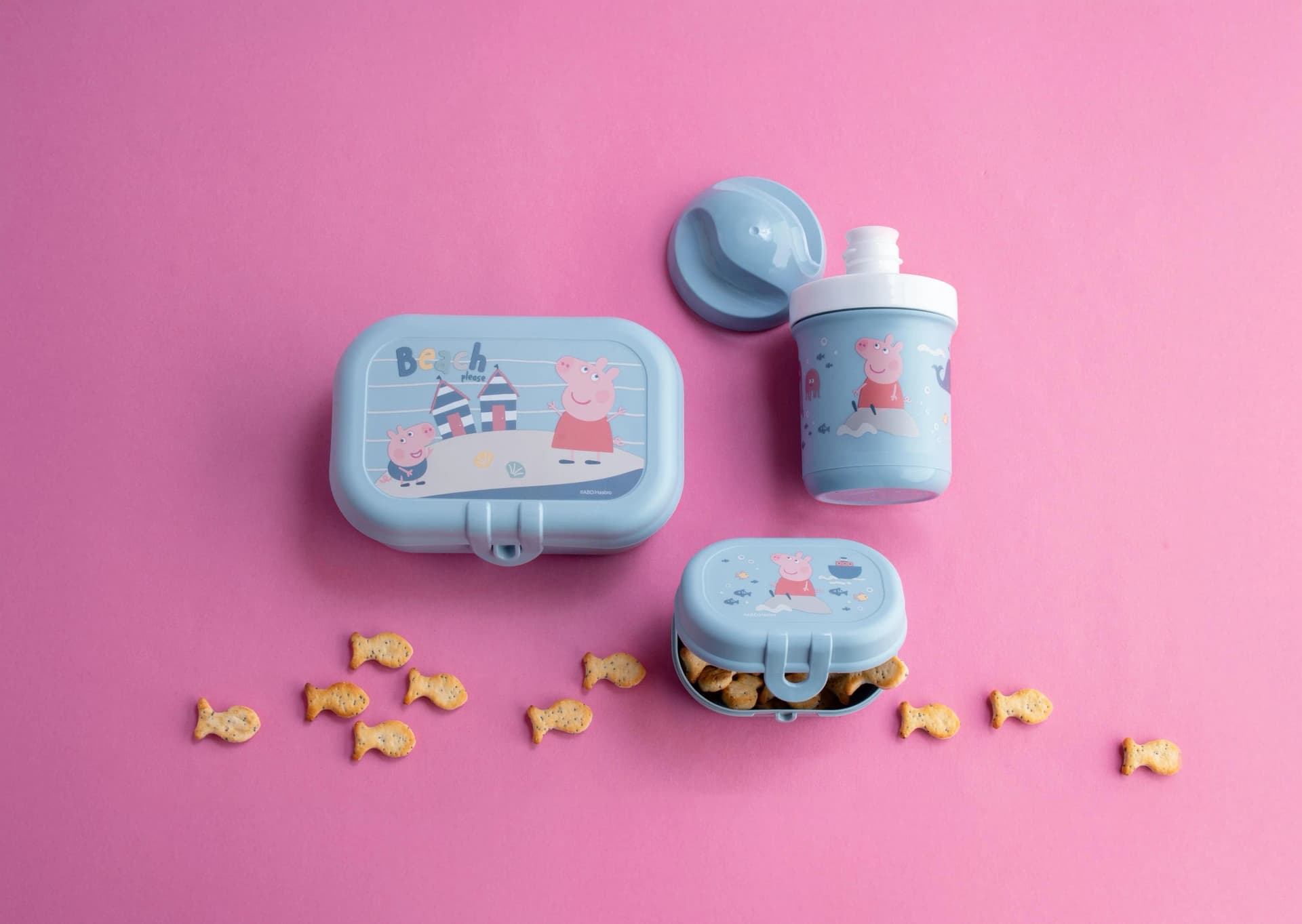 KOZIOL Lunchbox PEPPA PIG WAVES TO GO blau mit Trinkflasche