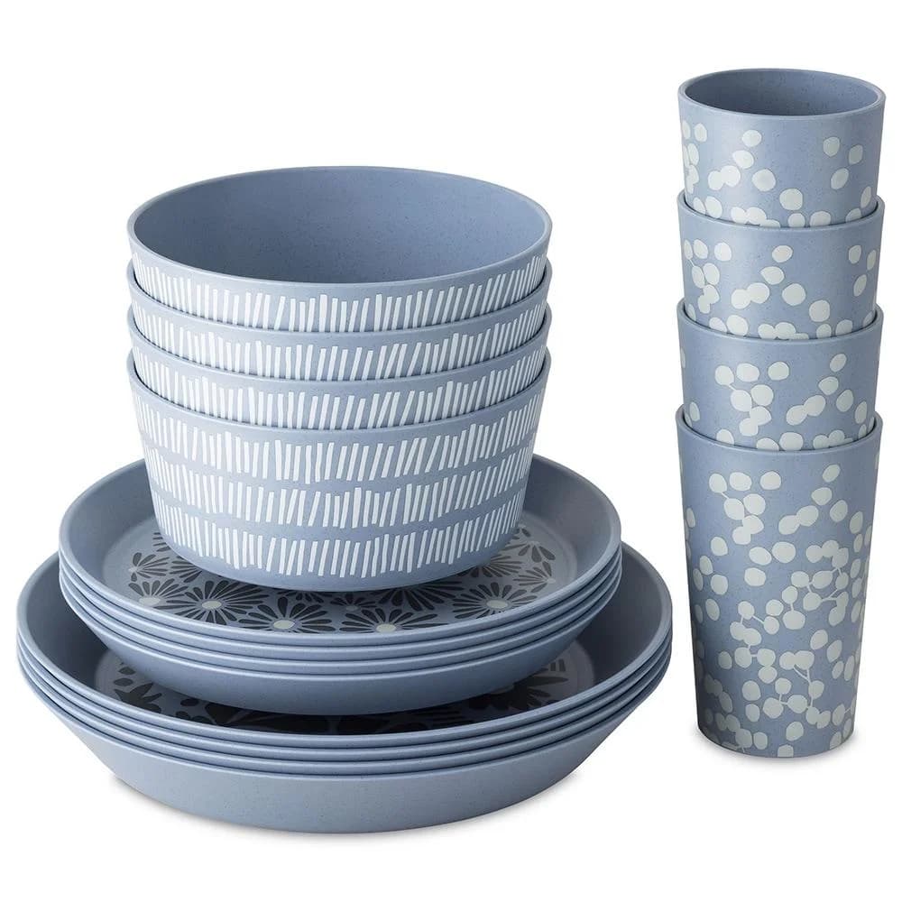 KOZIOL BLOMSTER Geschirr-Set 16-teilig Blau Kunststoff