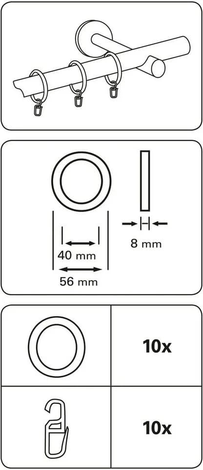 GARDINIA Gardinenring Weiß mit Faltenlegehaken - 10er Set - Bild 5