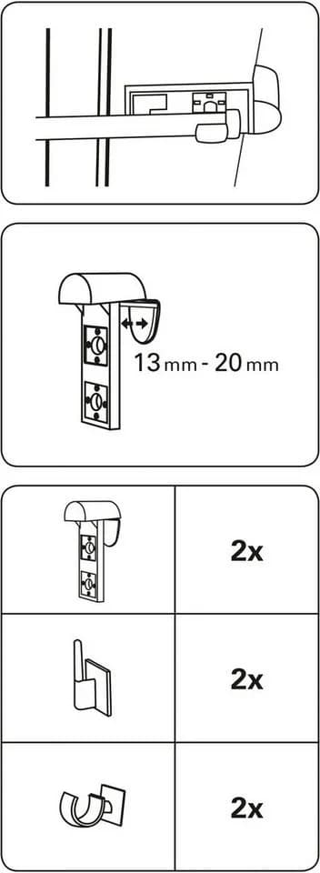 Gardinia Klemmträger Kunststoff/Metall Weiß/Silber für Vitragestangen - Bild 4