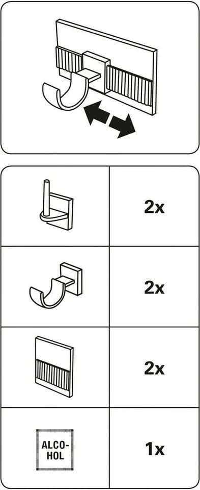 GARDINIA Gardinenstangenhalter Klebehaken Universal (2-St) für Vitragestangen/Caféhausstangen