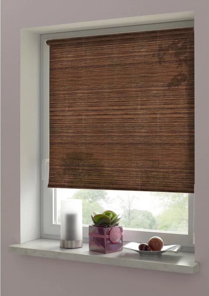 GARDINIA Seitenzugrollo EASYFIX Natur Braun Papier-Polyester Mix