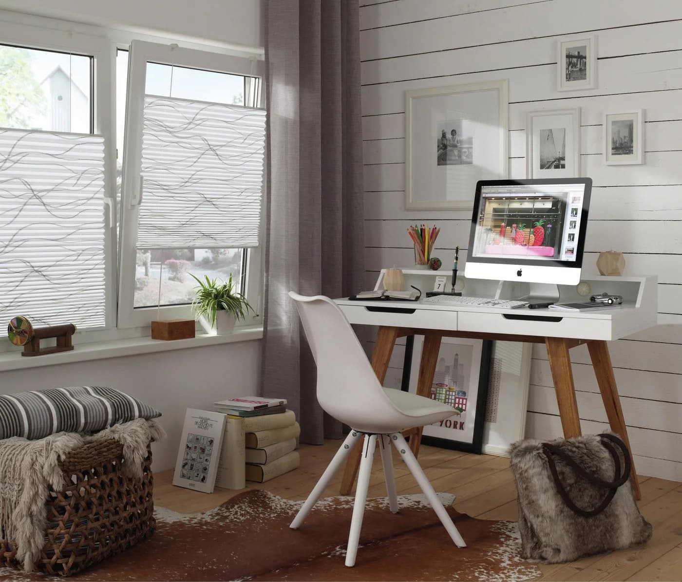Gardinia Plissee EASYFIX Katy Wave Weiß 50x130cm