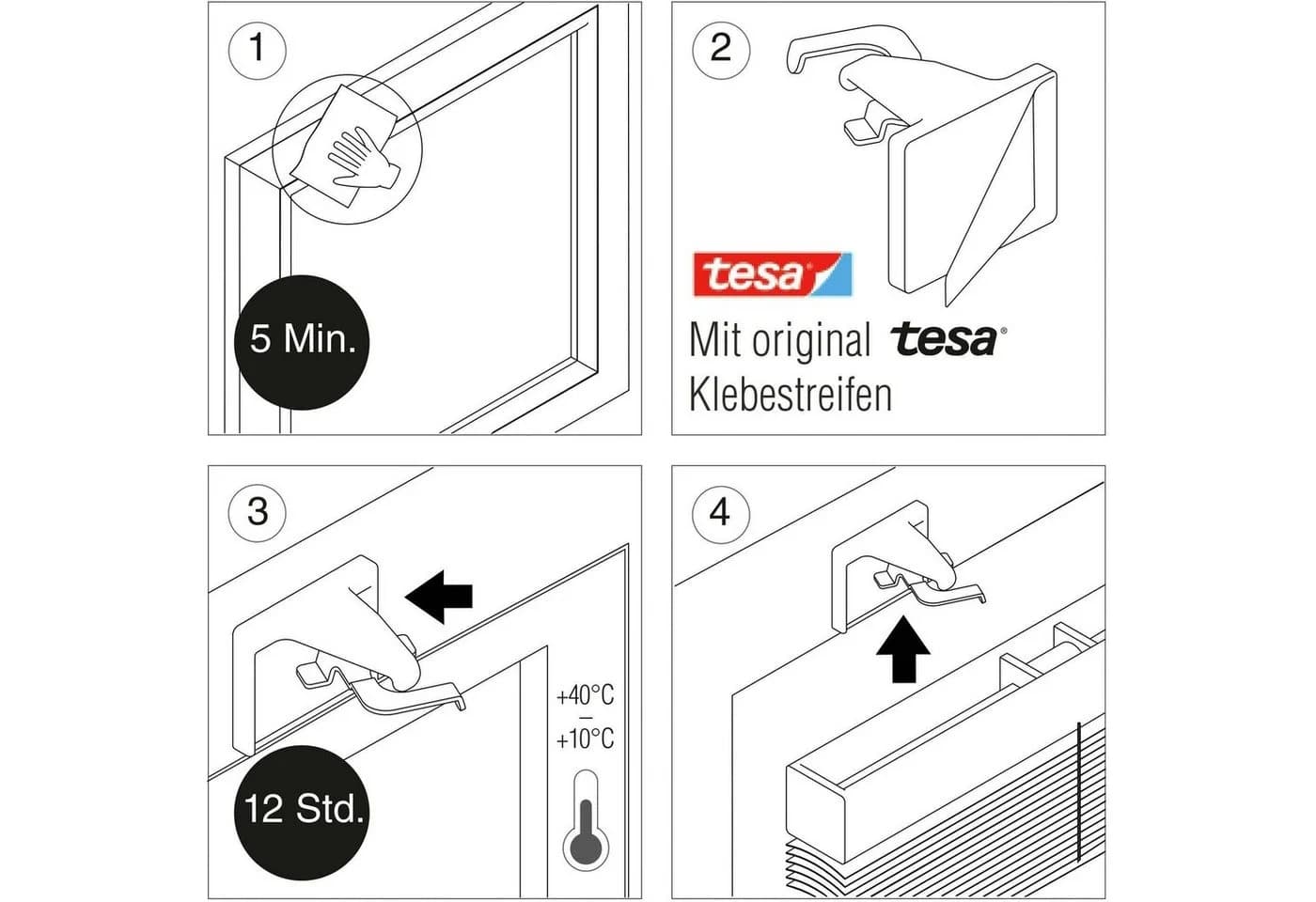 GARDINIA Sichtschutzbefestigung Klebeträger-Set für Aluminium-Jalousien Weiß - Bild 5