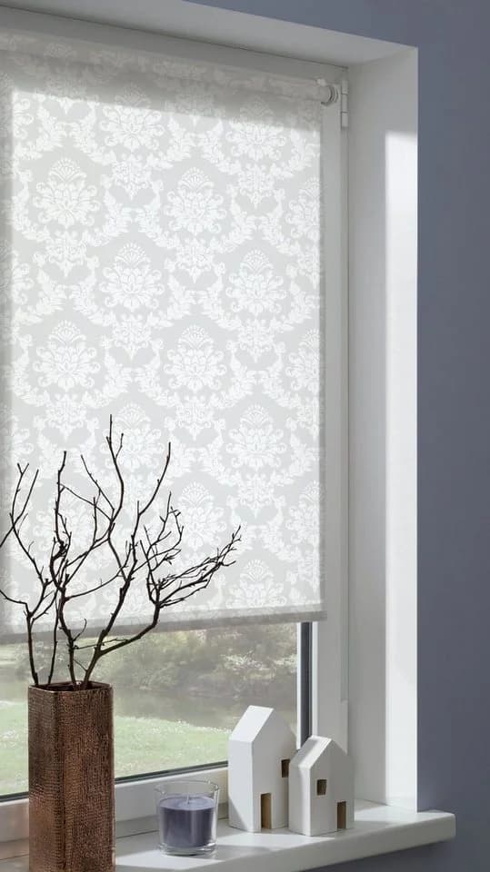 Gardinia Seitenzugrollo Ornament Weiß Polyester Lichtschutz