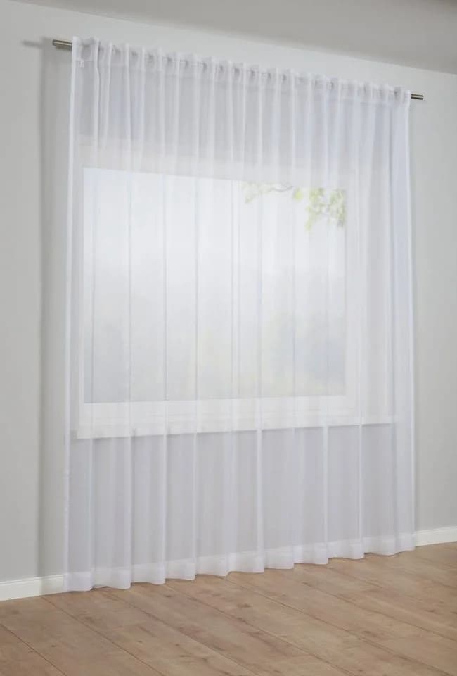 GARDINIA Voile Uni Gardine Weiß mit verdeckten Schlaufen
