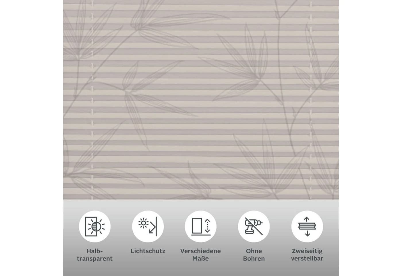 OTTO HOME Plissee Dekor Bamboo Moonbeam Grau Klemmfix - Bild 3