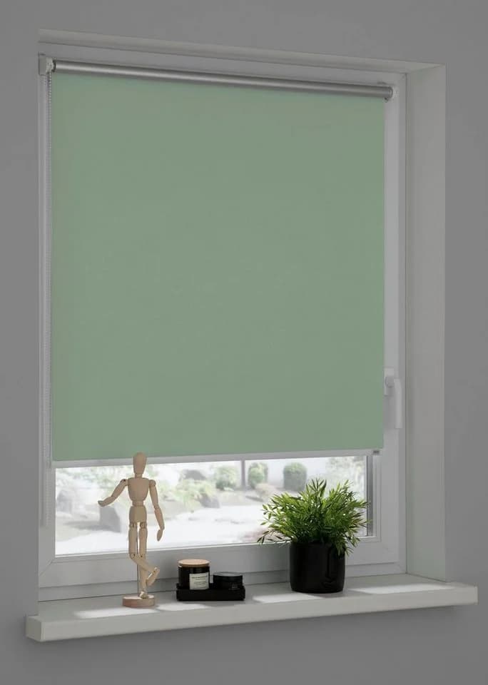 Seitenzugrollo Thermorollo Martha Grün 100x150cm Polyester Verdunkelung