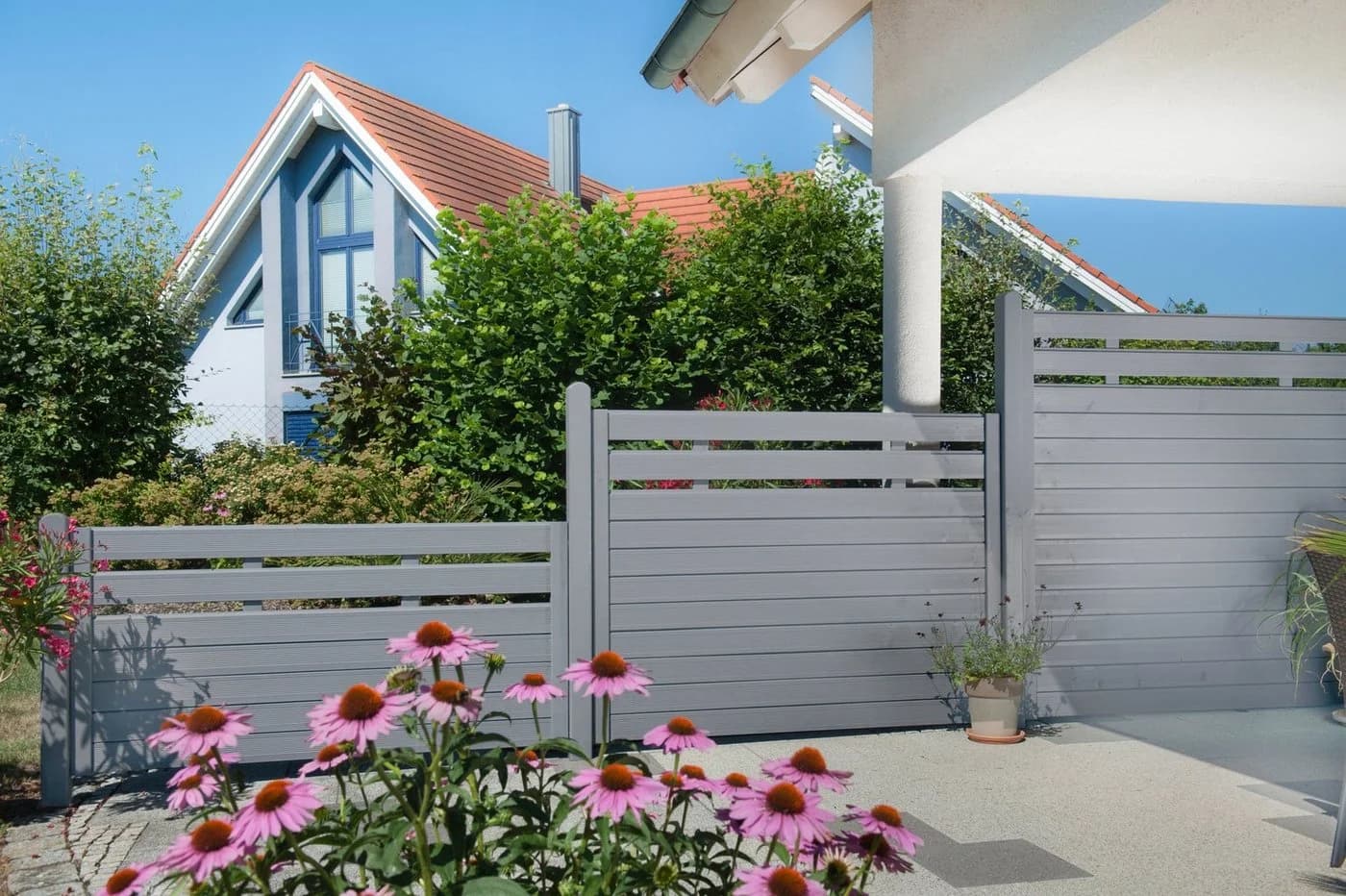 BM Massivholz Holzzaun Grau Fichte lasiert