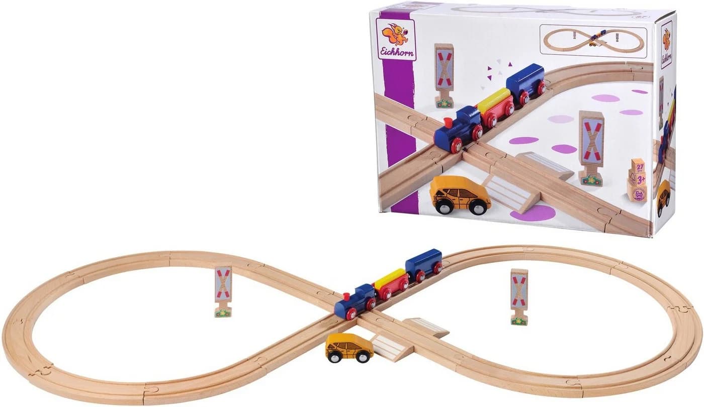 Eichhorn Spielzeug-Eisenbahn Achterbahn 27-tlg. Bunt/Beige Holz - Bild 2