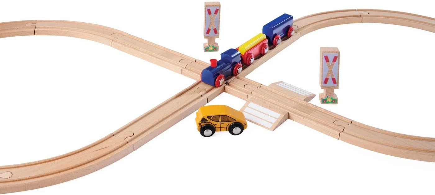 Eichhorn Spielzeug-Eisenbahn Achterbahn 27-tlg. Bunt/Beige Holz - Bild 4