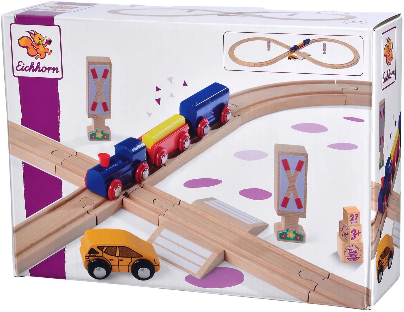Eichhorn Spielzeug-Eisenbahn Achterbahn 27-tlg. Bunt/Beige Holz - Bild 5
