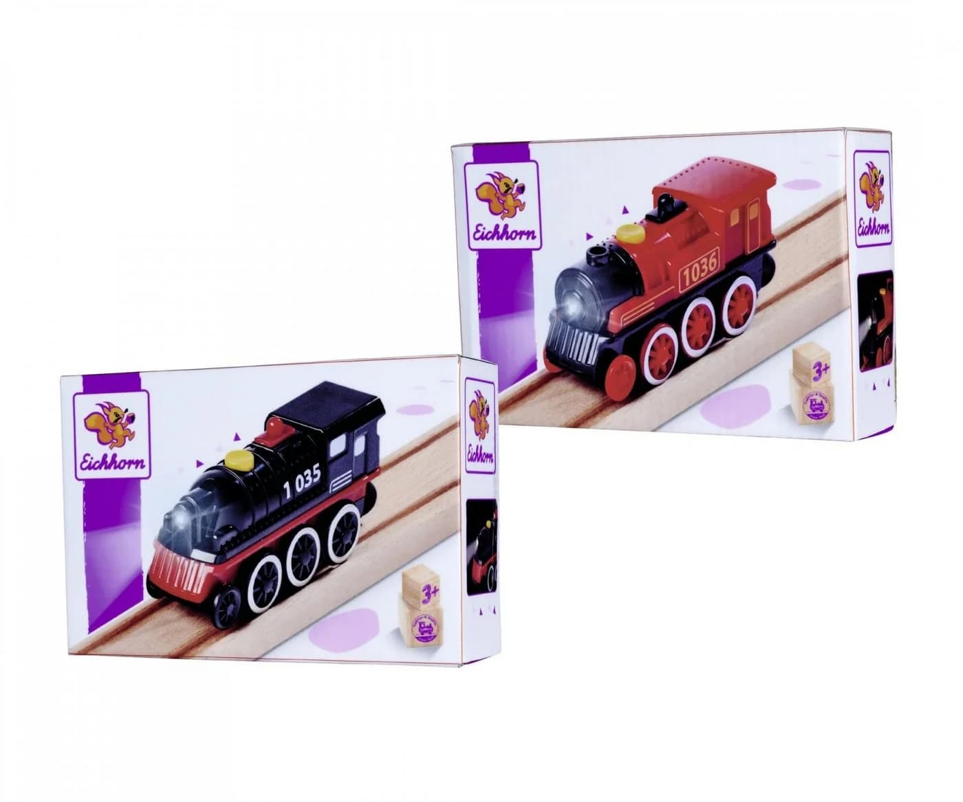 Eichhorn Spielzeugeisenbahn-Lokomotive E-Lok Batterie 4-Rad Antrieb 11cm