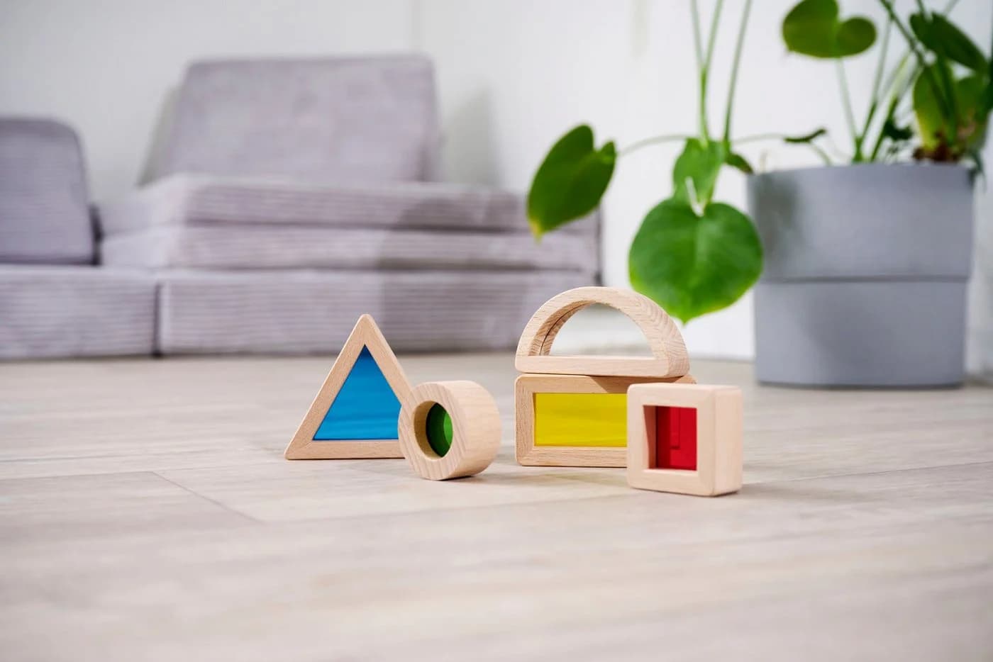 Eichhorn Montessori Fensterbausteine 5-tlg. Bunt Holz Acrylglas - Bild 5