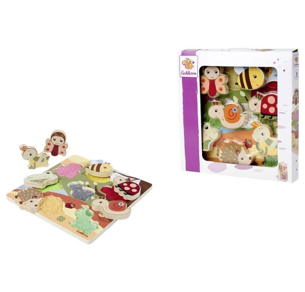 Eichhorn Steckpuzzle Fühlpuzzle mit Stoff, 7 Puzzleteile Bunt - Bild 2