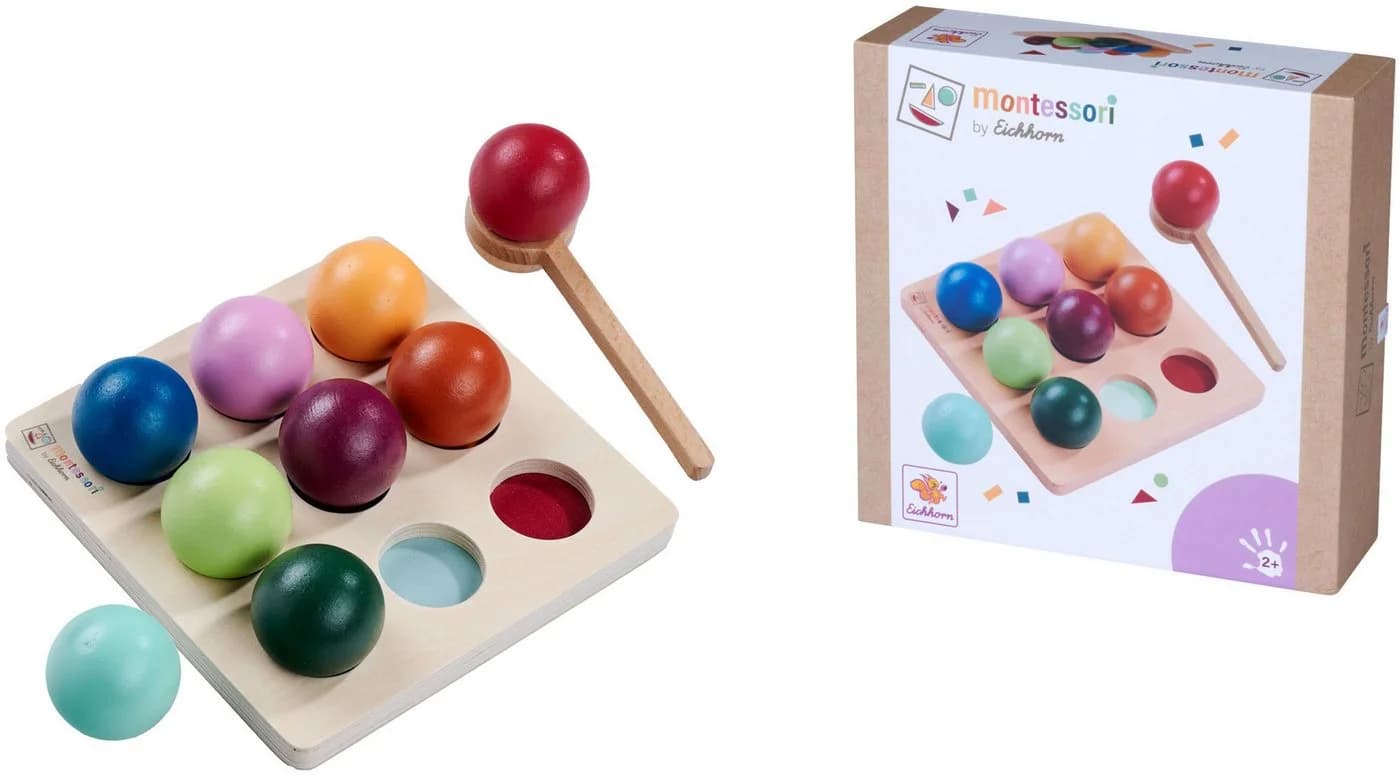 Eichhorn Steckspielzeug Montessori Sortierkugeln Bunt Holz - Bild 2