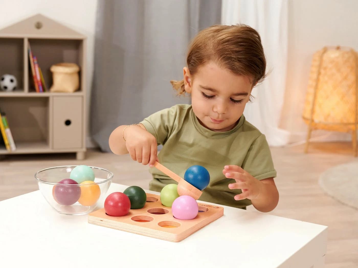 Eichhorn Steckspielzeug Montessori Sortierkugeln Bunt Holz - Bild 5