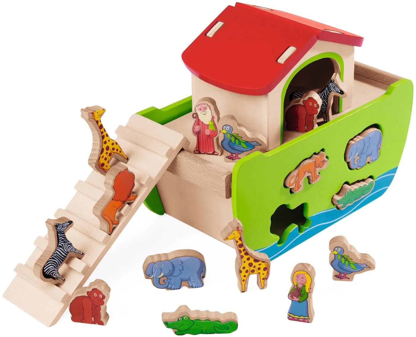 Eichhorn Steckspielzeug Arche Noah 21-tlg. Bunt mit abnehmbarem Dach