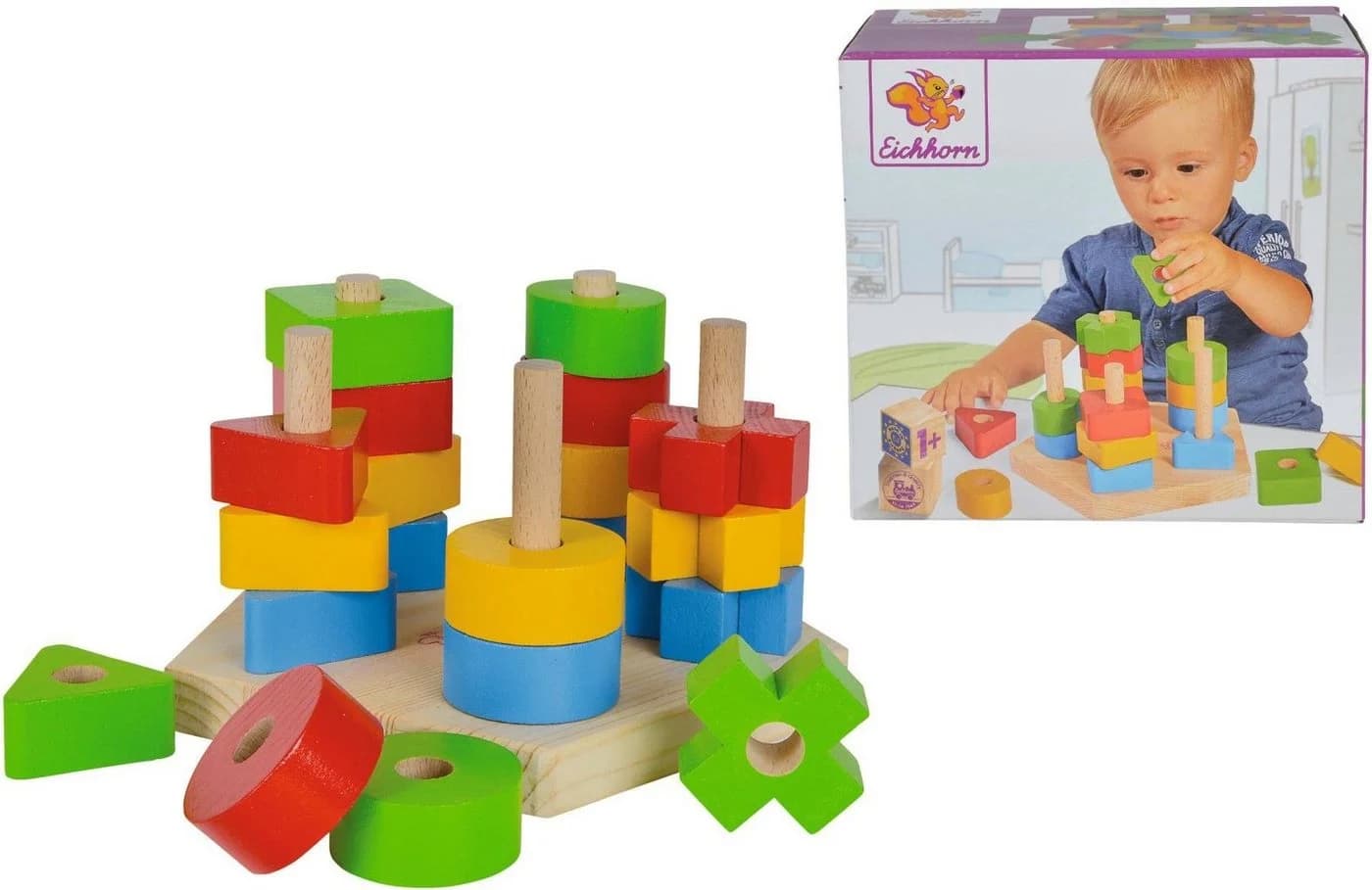 Eichhorn Steckspielzeug Steckspiel Set 21-tlg. Bunt Holz - Bild 2