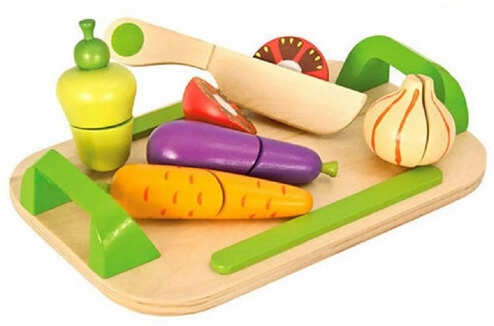 Eichhorn Holz-Spielset 12-tlg. Schneideobst Gemüse mit Brett & Messer Bunt - Bild 2