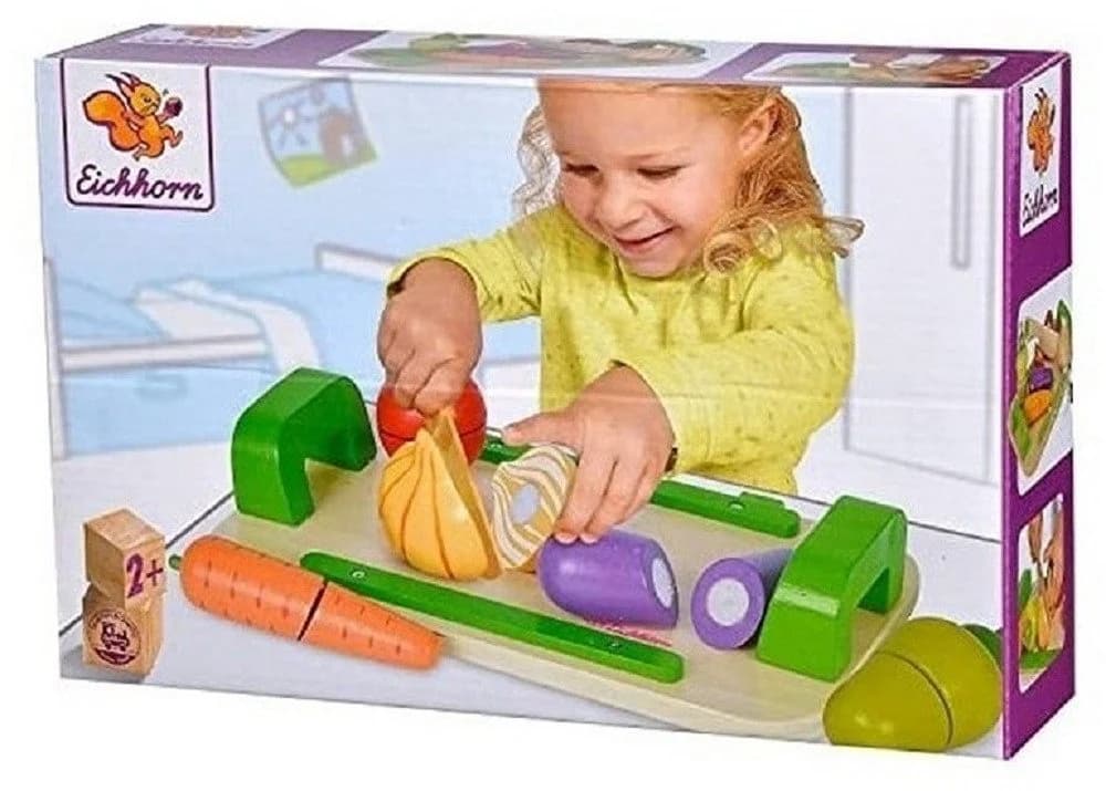Eichhorn Holz-Spielset 12-tlg. Schneideobst Gemüse mit Brett & Messer Bunt - Bild 4