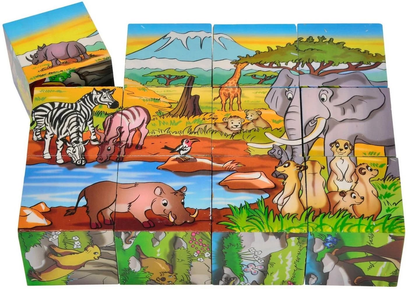 Eichhorn Puzzle 12 Teile Kinder Würfel Holz Tiermotive - Bild 3