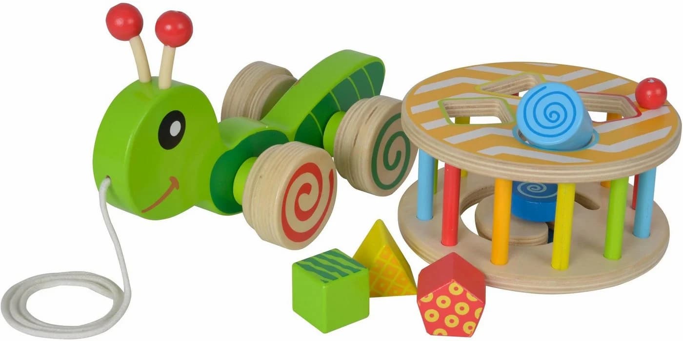 Eichhorn Nachziehtier Color Bunt Holz - Lernspielzeug für Kinder ab 12 Monaten