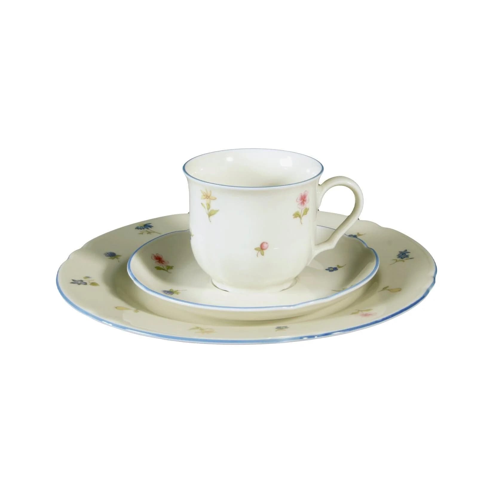 Seltmann Weiden Kaffeegedeck 3-teilig Streublumen Porzellan