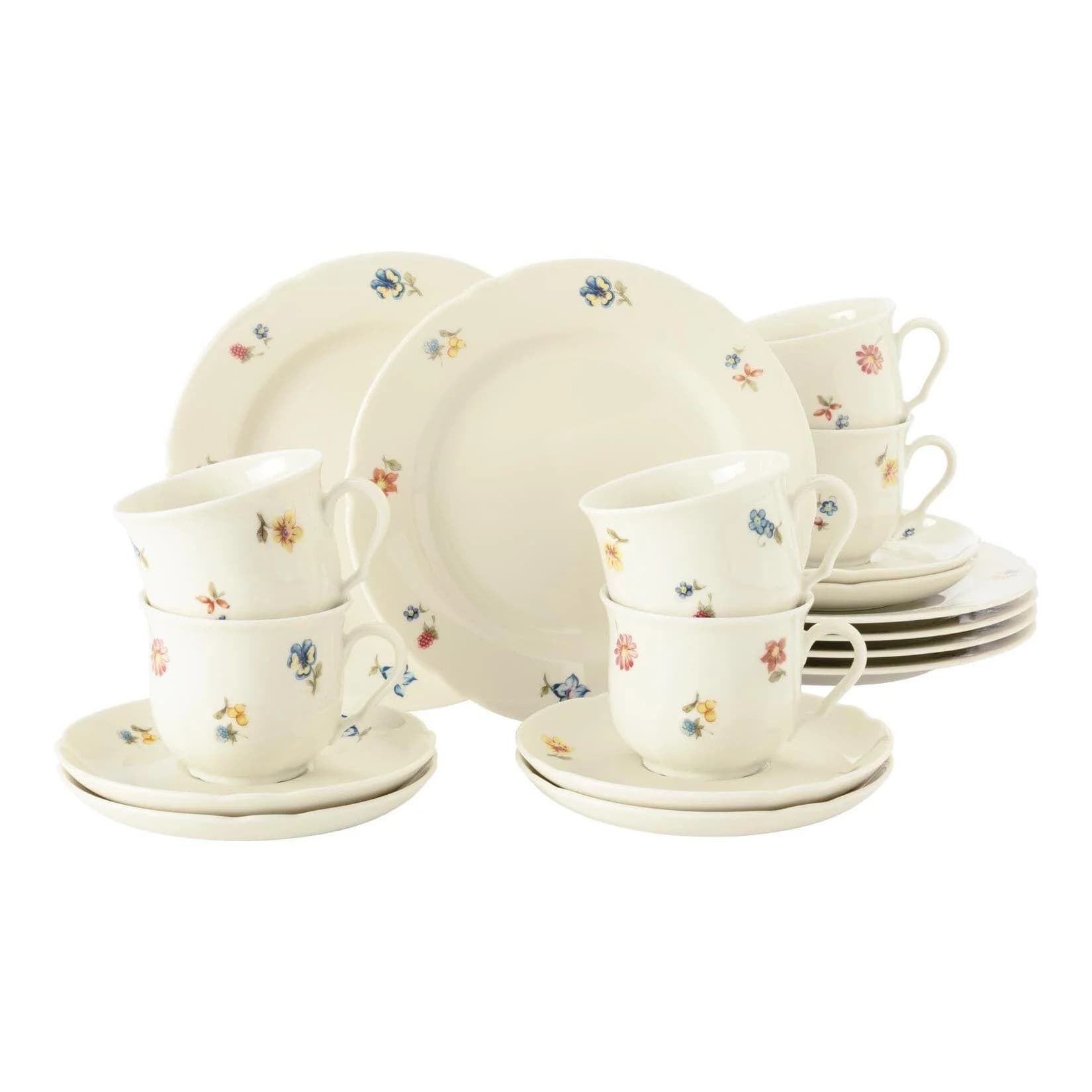 Seltmann Weiden Kaffeeservice Marieluise 18-tlg. Beige/Bunt Porzellan