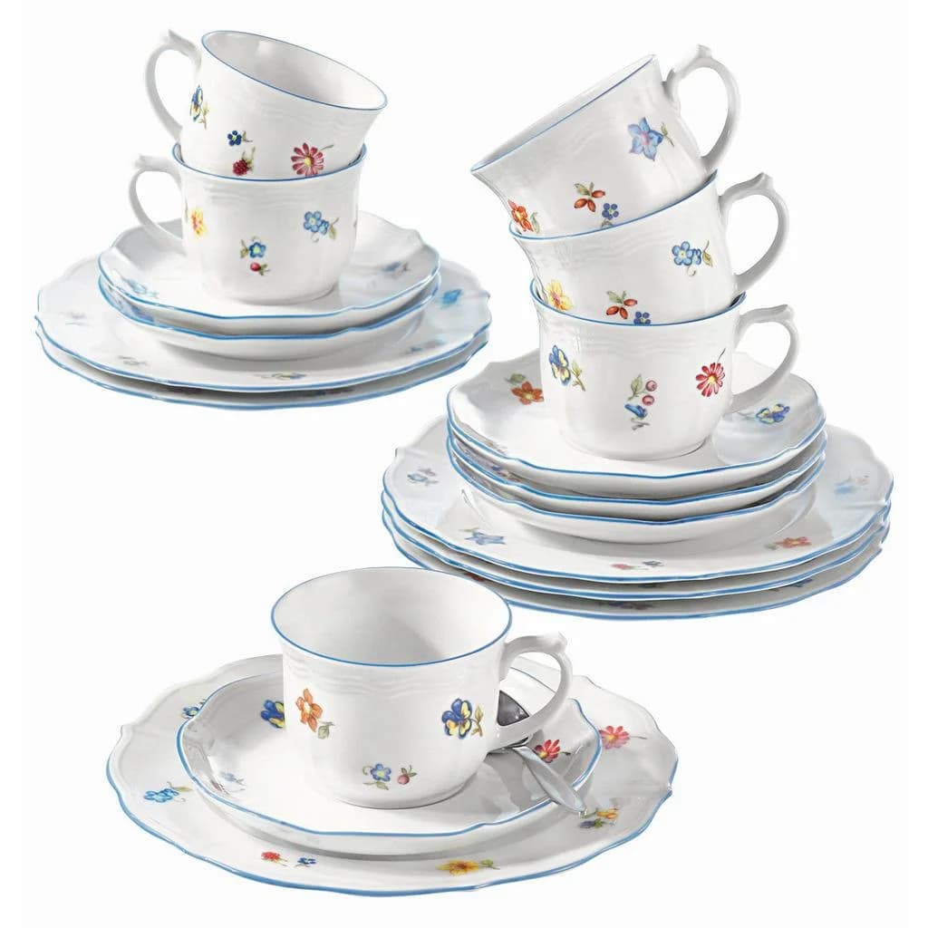 Seltmann Weiden Kaffeeservice Sonate 18-teilig Blau Weiß Keramik - Bild 2