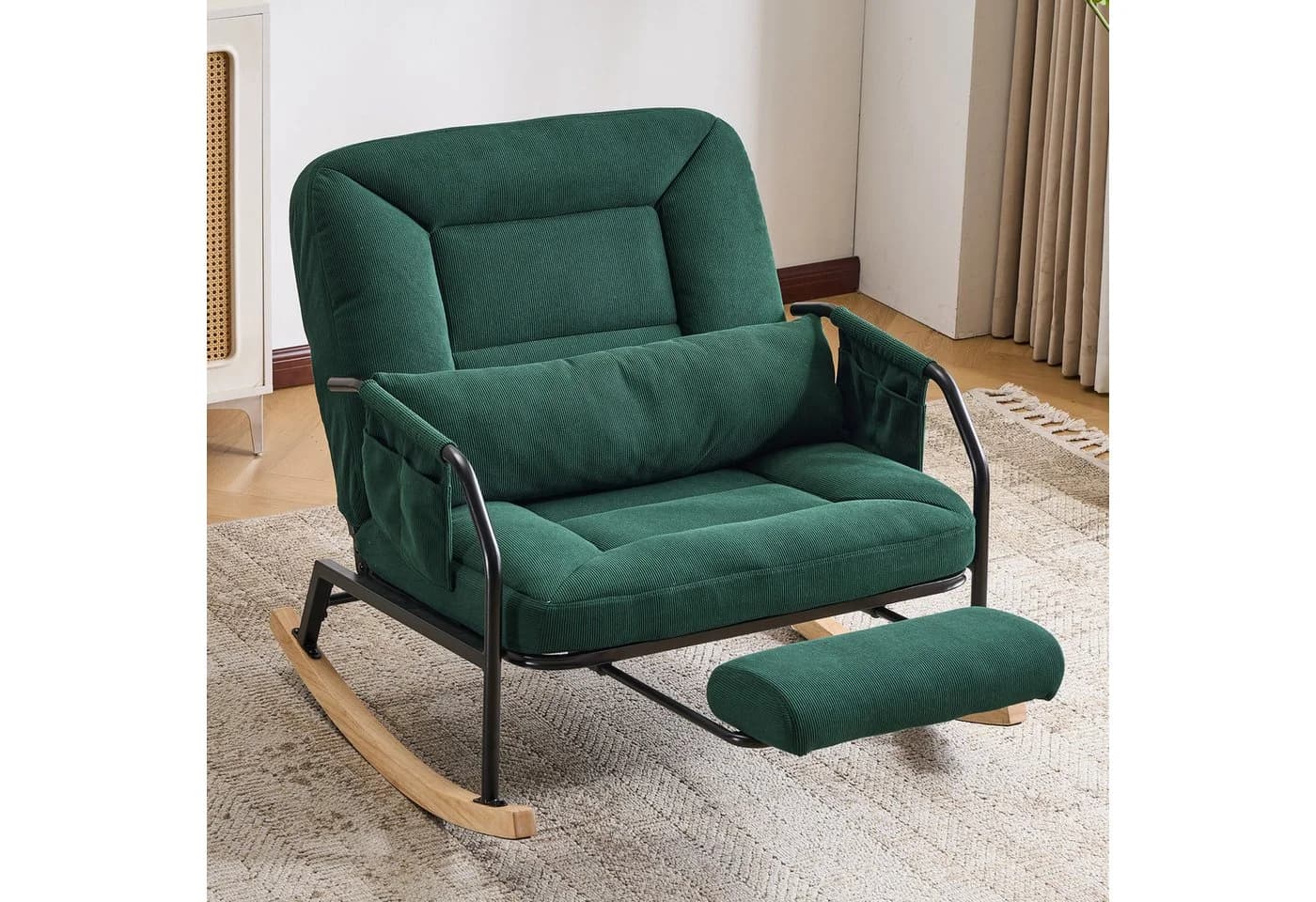 Bonzy Home Relaxsessel Schaukelstuhl Grün mit Fußstütze - Bild 2