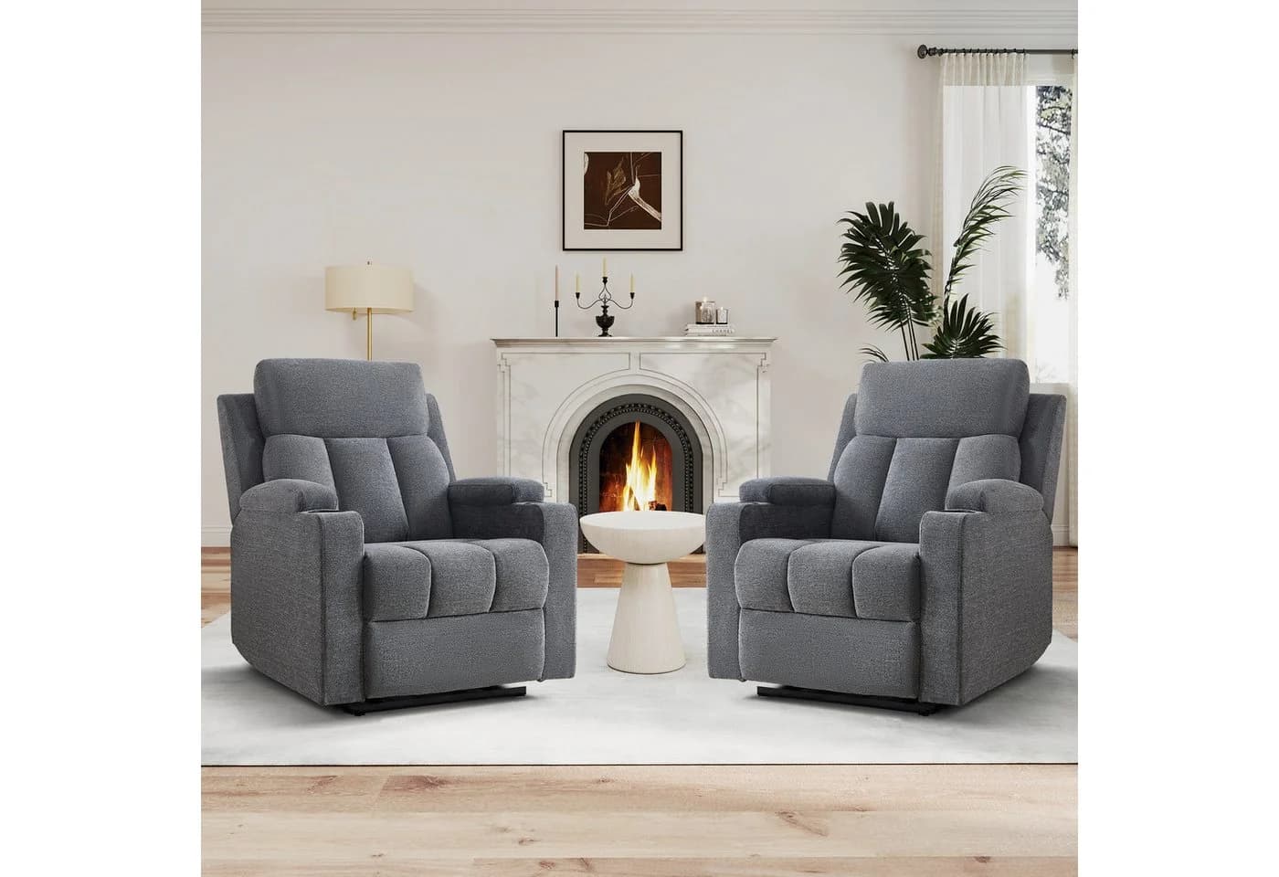 CANMOV TV-Sessel Relaxsessel 2-Sitzer Grau mit Liegefunktion