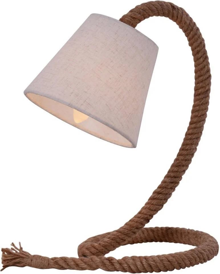 näve Tischleuchte Rope, Stoffschirm, Juteseil, E14 max. 40W