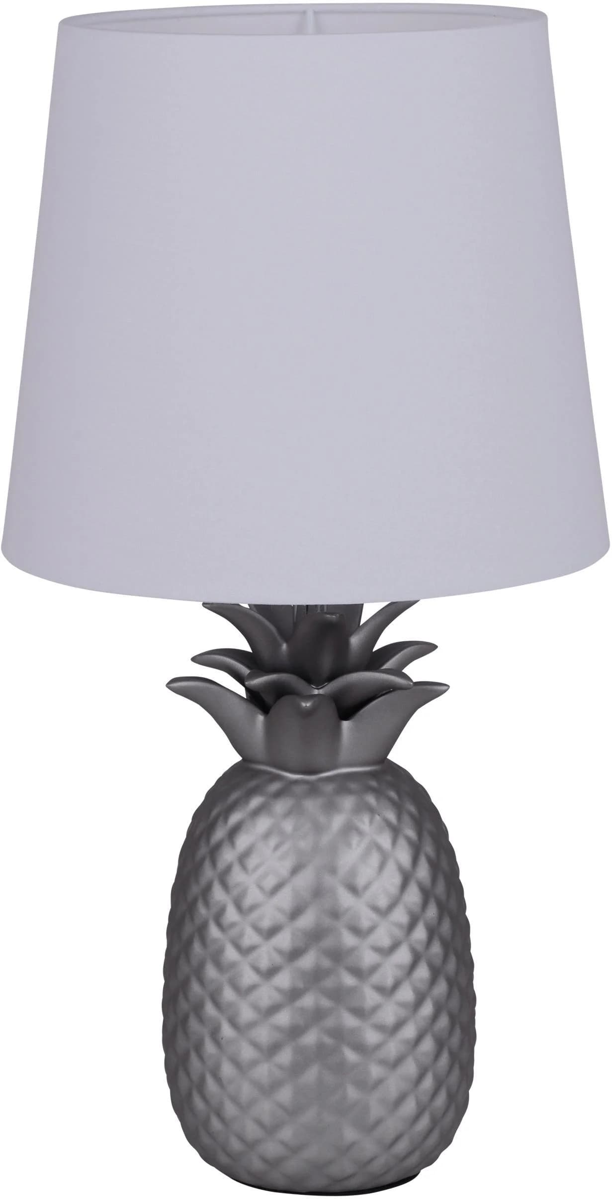 NÄVE Tischleuchte KERAMIK Silber/Weiß Ananas Optik