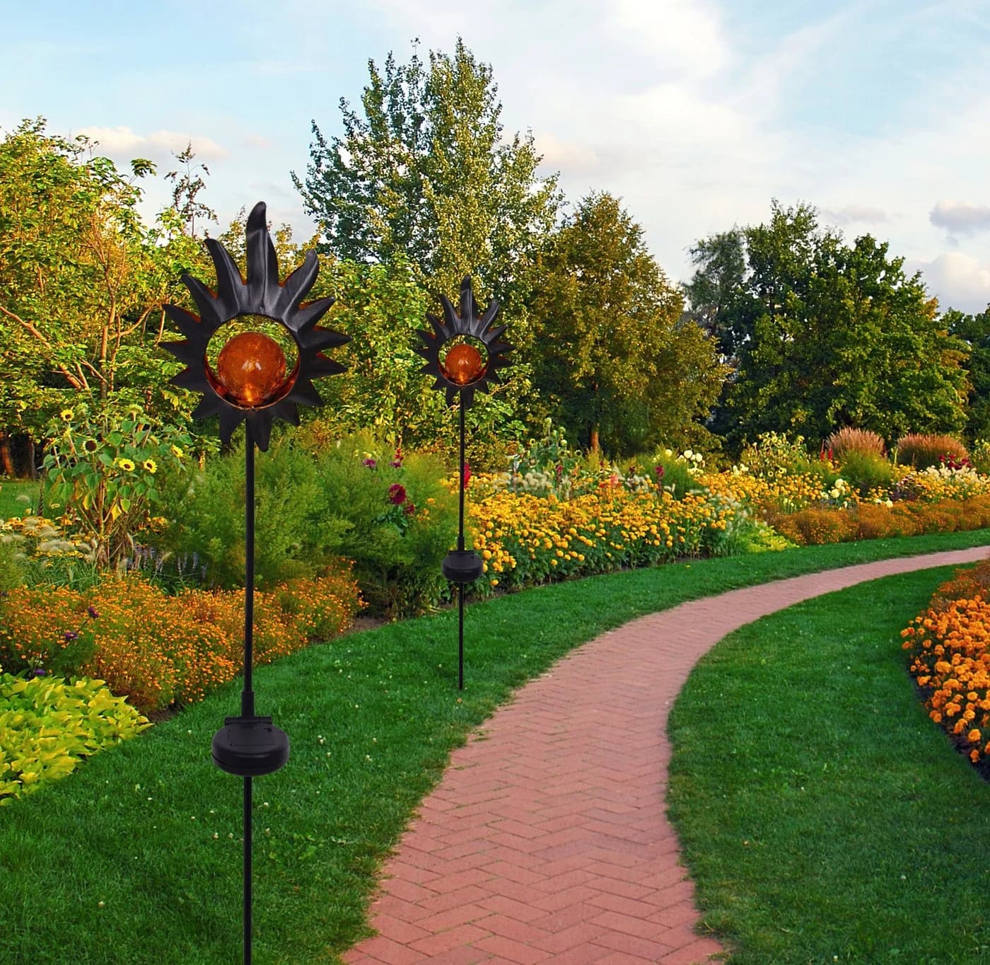 NÄVE LED Gartenleuchte Sonne Kupferfarben Solar