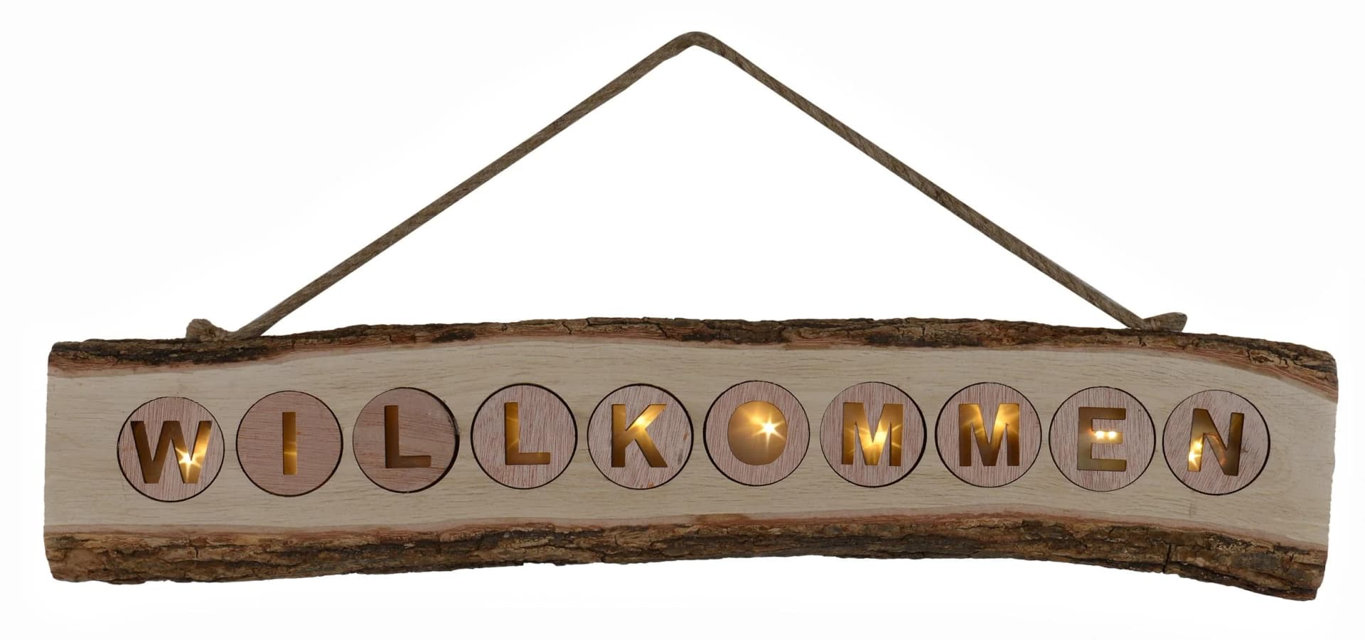 NÄVE LED Dekolicht Willkommen Beige Natur 60cm