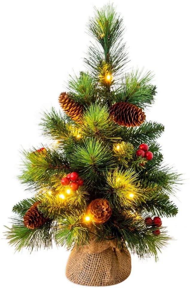 NÄVE LED-Leuchtzweig Weihnachtsbaum mit Beeren und Zapfen Grün Bunt - Bild 2